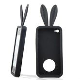 Capa de Silicone para iPhone 4/4S Coelho - Preta